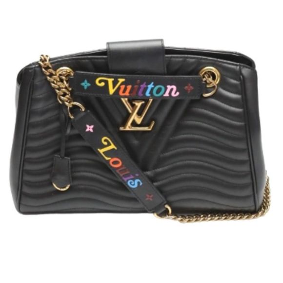 Louis Vuitton New Wave Chain Shoulder Bag Quilted Noir Tote Bag LV - Picture 1 of 14